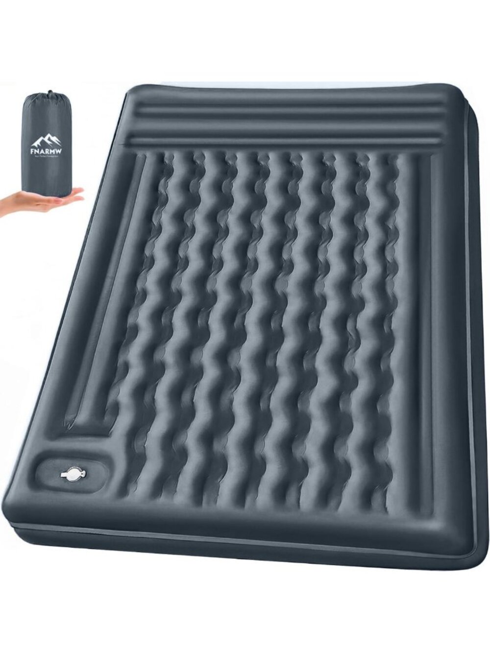 Cozy Double Sleeping Pad with Pillow & Built-in Foot Pump for Camping Adventures